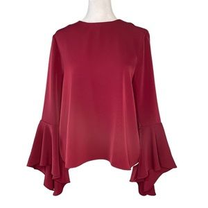 Burgundy Carmen Marc Valvo Bell Sleeve Top